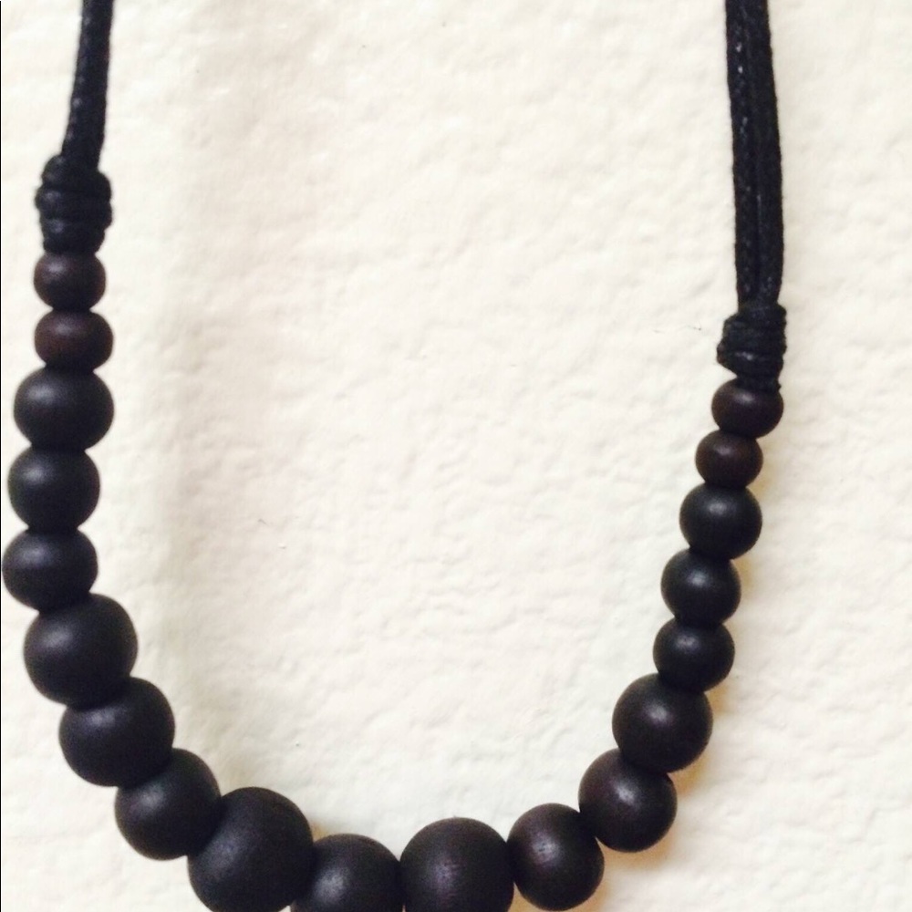 Handmade black beads Choker